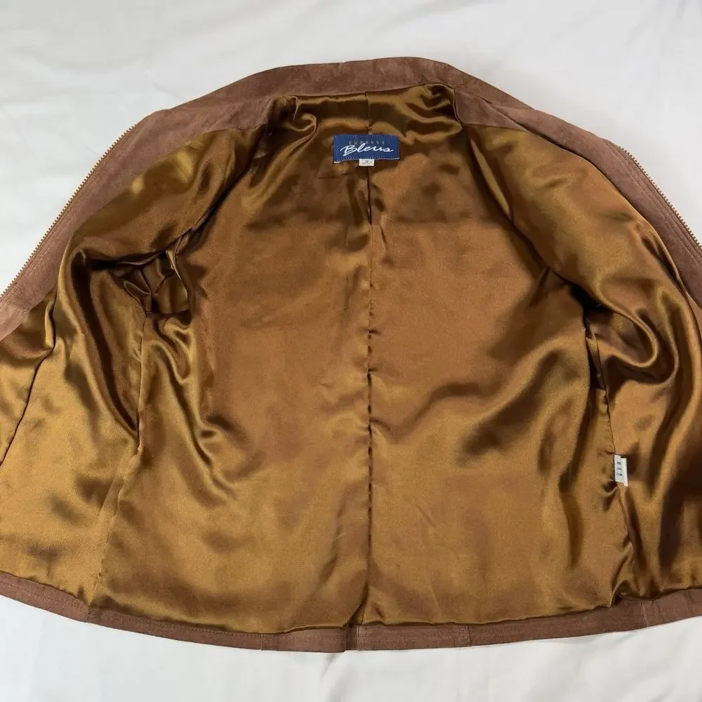 Express Bleus Vintage 90's Mauve Brown Suede Trucker's Jacket